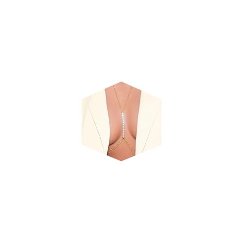 Gold Plated Body Chain for Women, Layered Bikini Waist Chain | Sexy Rhinestone Body Jewelry, Chest Belly Chain, Adjustable Fit, Crossover Design, Summer Beach Parties and Vacations - color: Gold3