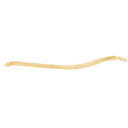 JewelryWeb 14k Yellow Gold Triple Strand Layered Herringbone Chain Necklace 16 Inch Strand Necklace for Women and Men