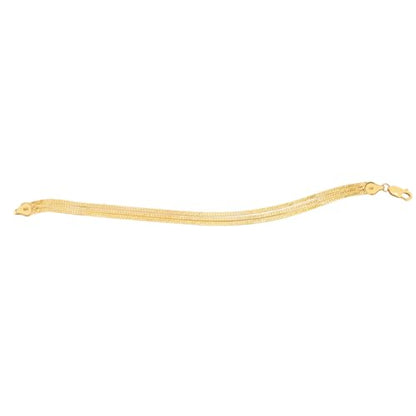 JewelryWeb 14k Yellow Gold Triple Strand Layered Herringbone Chain Necklace 16 Inch Strand Necklace for Women and Men