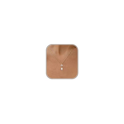 Pearl Necklaces for Women,Dainty Gold Pendant Necklaces Waterproof Jewelry | 14K Gold Plated Pearl Necklaces,Dainty Elegant Wedding Necklace,Small Cute Adjustable Minimalist Necklace,Non Tarnish Jewelry - color: GOLD-19