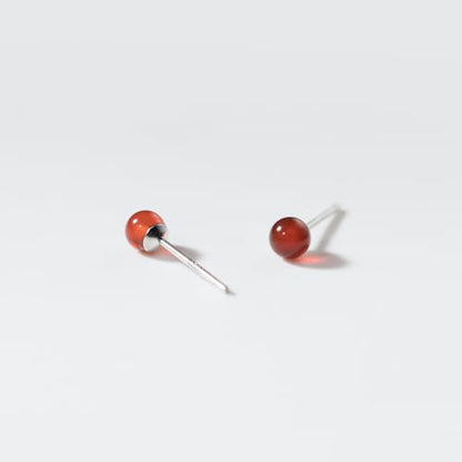 4mm Round Crystal Ball Stud Cartilage Earrings for Women 925 Sterling Silver Tiny Cute Artificial Birthstone 18g Tragus Post Hypoallergenic Piercing Ear Jewelry - color: Red
