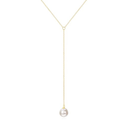 KECHO 14k Gold Pearl Necklace for Women, Freshwater Pearl Pendant Jewelry Wedding Anniversary Birthday Gifts for Her - style: D-Y Lariat Pearl Necklace