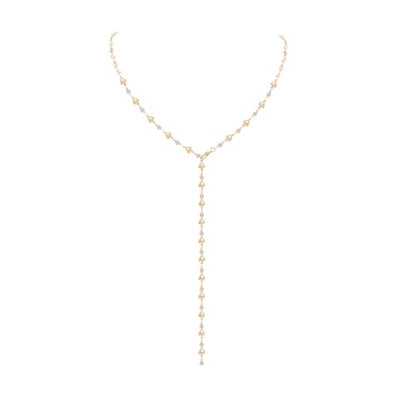 KURTCB Rhinestone Necklace for Women Boho Long Y Lariat Gold Necklace Stack Colorful Summer Beach Jewelry - color: Gold