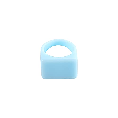 Colorful Transparent Resin Rings Finger Rings,Geometry Rings Set Candy Color Marbling Thumb Rings(Blue) - color: Blue