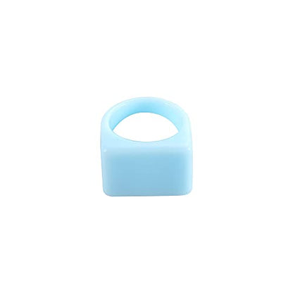 Colorful Transparent Resin Rings Finger Rings,Geometry Rings Set Candy Color Marbling Thumb Rings(Blue) - color: Blue