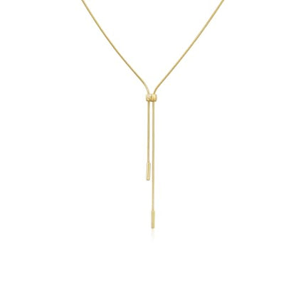 ARSIS Lariat Long Gold Necklace for Women, 18K Gold/Platinum Plated Y-Shaped Drop Dangle Pendant Necklace, Long Adjustable Pull Slider Chain Jewelry Gift for Her - color: Gold-herringbone slider