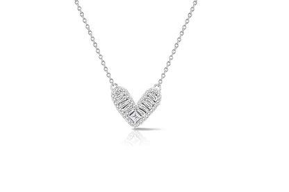 Cubic Zirconia Heart Pendant Necklace, 14K Gold Plated Pave Heart Necklace for Women, Faux Diamond Heart Pendant Necklace, Valentine’s Day, Birthday & Anniversary - color: X-4645 White Gold