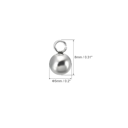 PATIKIL 50pcs Steel Bead Charm, Stainless Steel Ball Bracelet Charm Pendants Metal Round Beads Small Bulk for Jewelry Making - color: Silver Tone, size: 5mm