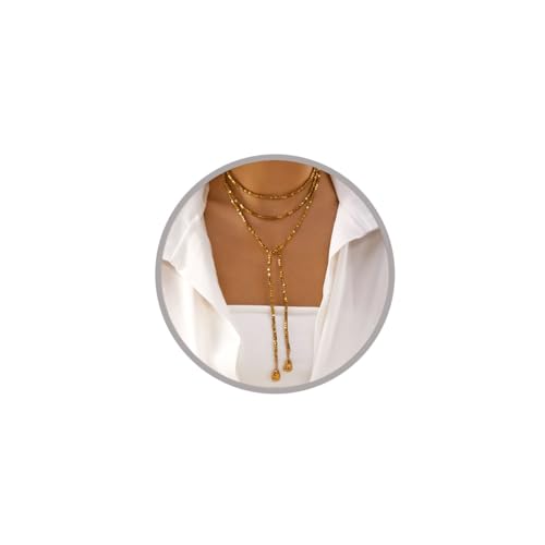 Long Black Beaded Necklace for Women Trendy Gold Beads Slip Tie Pearl Wrap Necklace Layered Silver Lariat Necklaces with Pearl Drop Y Statement Necklaces Versatile Elegant Jewelry - color: gold