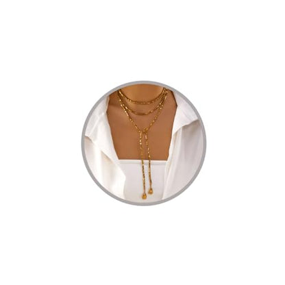 Long Black Beaded Necklace for Women Trendy Gold Beads Slip Tie Pearl Wrap Necklace Layered Silver Lariat Necklaces with Pearl Drop Y Statement Necklaces Versatile Elegant Jewelry - color: gold