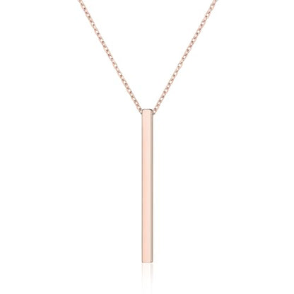 ChicSilver Customizable Vertical Bar Pendant Necklace 925 Sterling Silver Y Necklace Simple Fashion Jewelry Gifts for Women - style: C. 2mm Vertical Bar-Rose Gold