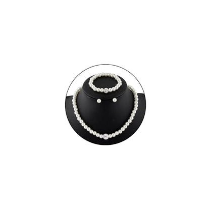 CSIYANJRY99 Pearl Necklace and Earring Set Faux Pearl Jewelry Sets for Women Imitation Beaded Pearl Necklace Bracelet Stud Earrings for Women - color: C