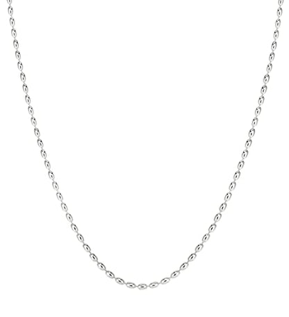 Savlano 925 Sterling Silver Oval Rice Bead Strand Chain Necklace For Women - Made in Italy Comes With a Gift Box - style: 1.8MM