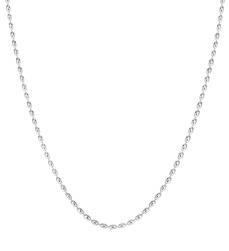 Savlano 925 Sterling Silver Oval Rice Bead Strand Chain Necklace For Women - Made in Italy Comes With a Gift Box - style: 1.8MM