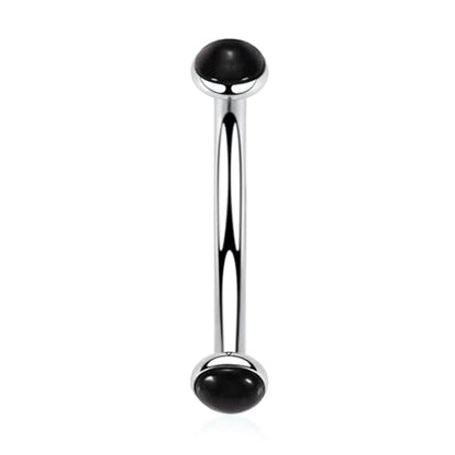 GAGABODY G23 Titanium Eyebrow Piercing Jewelry Curved Barbell Lip Ring | Internal Thread Used in Eyebrow,Belly,Rook 16 Gauge from 6mm to 12mm Lightweight Daily for Woman and Man Sensitive Skin - color: 1Pc-Disc Shape Silver+Black Agate, size: 16G-10mm