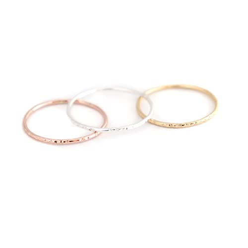 stackable ring. STARDUST stacking band. one 14k yellow gold filled, rose gold filled or sterling silver. stacking rings. minimalist ring. slim ring. mixed metal texured rings.