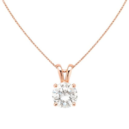 Mariell Cubic Zirconia Crystal Pendant Necklace for Women, 2 Carat 8mm CZ, for Brides, Wedding, Mother's Day Jewelry Gift - color: Rose Gold-Clear Cubic Zirconia
