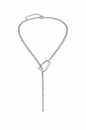 Large Statement Y-Necklace for Women – Bold Adjustable Lariat Pendant, Stainless Steel Geometric Link Chain, Minimalist Holiday Gift Modern Y-Shaped Necklace for Men Women