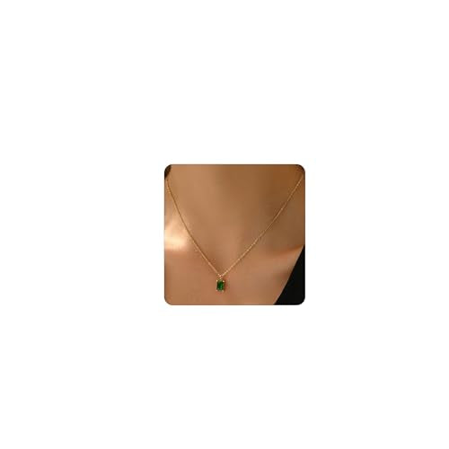 Cubic Zirconia Necklaces for Women 18K Gold Plated Tear drop Necklace Dainty Layered CZ Lariat Diamond Necklace - color: Green CZ-Gold