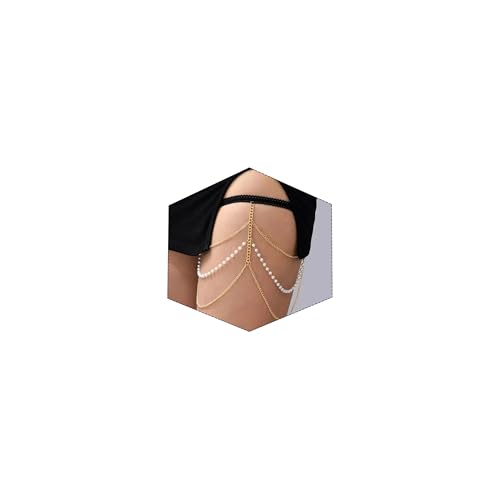 D.Bella Body Chain Jewelry for Women Snake Thigh Chain Rhinestone Leg Chain Jewelry Stretch Thigh Harness Garters - color: C -gold