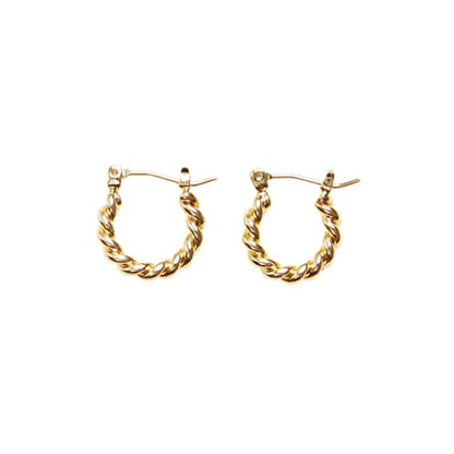 18K Gold Plated Brass Mini French Twist Hoops, Hoop Earrings, Minimalist Style, Women Jewelry Gift