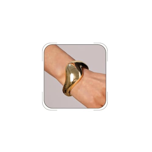 Chunky Cuff Bracelets for Women Wide Gold/Silver Cuffs Bangle Hollow Out Adjustable Bracelets Punk Vintage Jewelry - style: U-Gold C