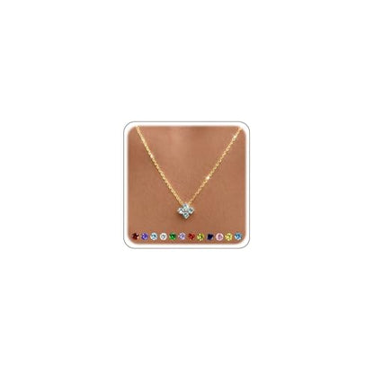 Calimt Dainty Clover Birthstone Gold Necklace for Women CZ 14K Gold Plated | Non Tarnish,Diamond Pendant Necklace,Trendy adjustable necklace,stack CZ Necklace, Bridesmaid Birthday prom Christmas Gift - color: Aqua