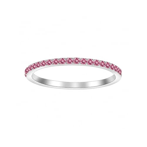 Birthstone Rings For Women, Silver Stackable Cubic Zirconia Stainless Steel Birth Stone Ring To My Daughter/Mom Birthday Unique Gifts Jewelry - color: 07-Silver-July