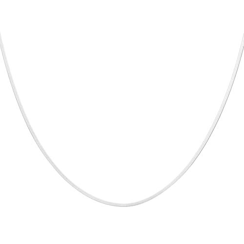 HARFINGTON Herringbone Necklaces Stainless Steel Snake Chain Necklace Adjustable Flat Chain for Jewelry Gift - color: Silver, size: 24" x 0.08"