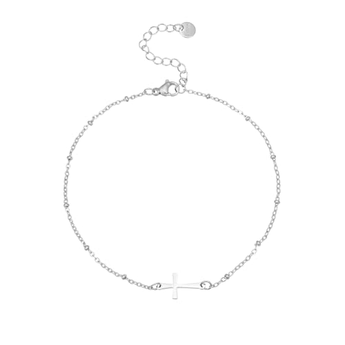 Dainty Cross Ankle Bracelets for Women 18K Gold Plated Tiny Pearl Colorful Beads Beach Summer Simple Foot Jewelry Anklets for Jewelry Gift - style: Beads Cross-WG