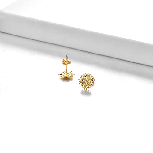 KECHO 14k Yellow Gold Sunflower Jewelry for Women, Fine Gold You are My Sunshine Jewelry Gifts for Her - style: Sunflower Earrings