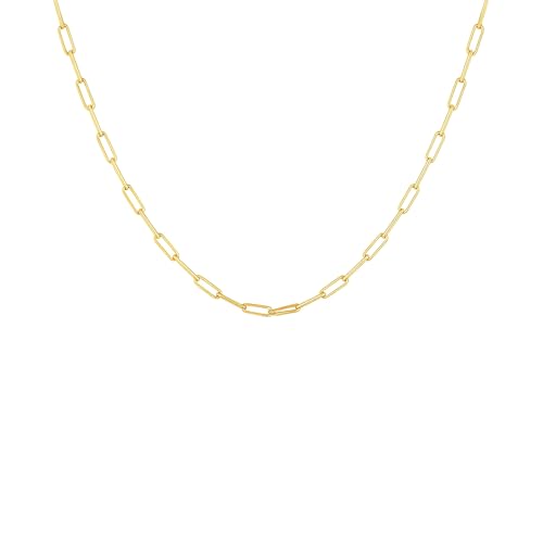 DESTIN Jewelry 18K Gold Plated Paperclip Chain Necklace, 2.5-6.5mm | Waterproof, hypoallergenic and tarnish-resistant adjustable stainless steel layering chain for women. - color: 18K Yellow Gold Plated Stainless Steel, size: 14" + 2", style: 2.5 MM
