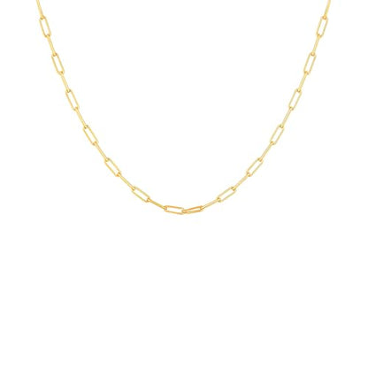 DESTIN Jewelry 18K Gold Plated Paperclip Chain Necklace, 2.5-6.5mm | Waterproof, hypoallergenic and tarnish-resistant adjustable stainless steel layering chain for women. - color: 18K Yellow Gold Plated Stainless Steel, size: 14" + 2", style: 2.5 MM