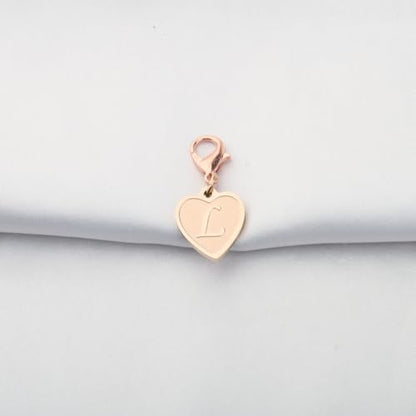 FAADBUK Initial Letter A-Z Alphabet Heart Charms for Jewelry Bracelet Keychain Necklace Initial Stainless steel Clasp Clip on Charm - color: intial L RG