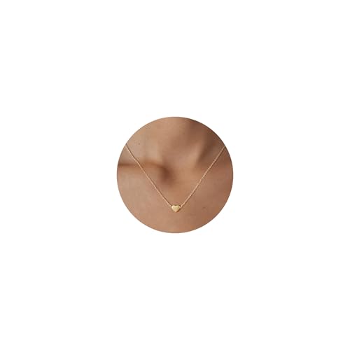 Valloey Rover Gold Necklaces for Women | Dainty 14K Gold/Sterling Silver Plated Cubic Zirconia Star Moon Pendant Necklaces Twist Rope Chain Simple Jewelry for Women - style: Gold-Heart