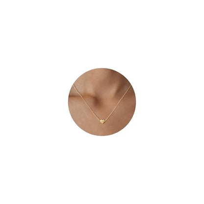 Valloey Rover Gold Necklaces for Women | Dainty 14K Gold/Sterling Silver Plated Cubic Zirconia Star Moon Pendant Necklaces Twist Rope Chain Simple Jewelry for Women - style: Gold-Heart