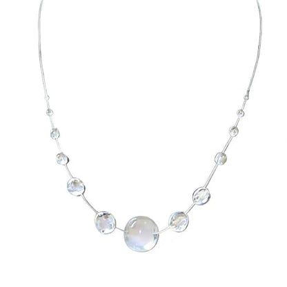 Water Drop Crystal Necklace for Women Simple Clear Minimalist Pendant Necklace Dew Drop Fashion Chain Choker Jewelry Gifts for Women