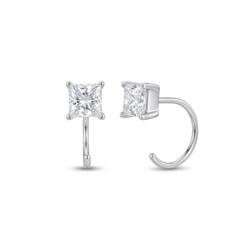 925 Sterling Silver Moissanite Huggie Half Hoop Earrings for Women - style: style 11