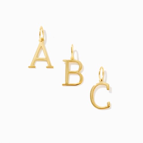 14K Solid Gold Initial Letter Charm Pendant for Women - Personalized Block Letter Add On Charm (A to Z All Letters) - color: L
