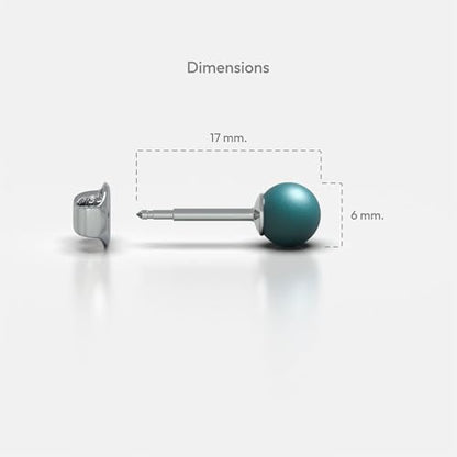 316L Surgical Stainless Steel 6mm Ball Stud Earrings for Women & Men – Hypoallergenic Nickel Free Earrings for Sensitive Ears, 1 Pair - color: Dark Turquoise