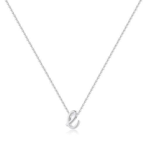 Memorjew 925 Sterling Silver Cursive Initial Necklace, Letter A-Z Necklace | 925 Sterling Silver Necklace, Dainty Letter Cursive Initial Necklaces for Women Trendy Jewelry, Birthday Gifts for Women Her - style: E-Silver