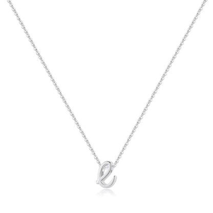 Memorjew 925 Sterling Silver Cursive Initial Necklace, Letter A-Z Necklace | 925 Sterling Silver Necklace, Dainty Letter Cursive Initial Necklaces for Women Trendy Jewelry, Birthday Gifts for Women Her - style: E-Silver
