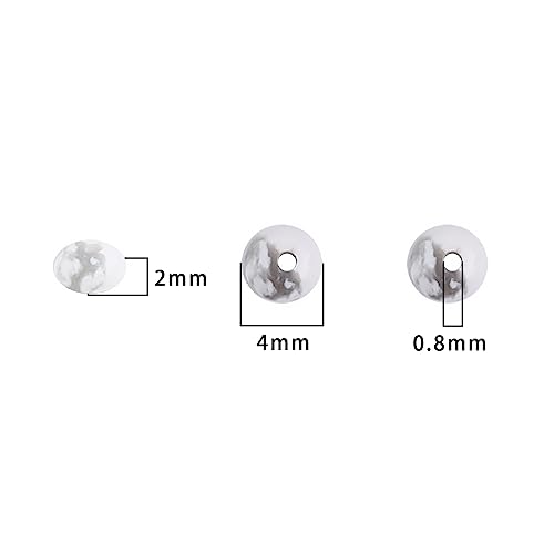 BEADIA Natural White Howlite Spacer Beads Caps Rondelle Disk Loose Beads for Beading Jewelry Making 4mmx2mm 38cm - color: White Howlite, size: Rondelle Disk 4mm x 2mm