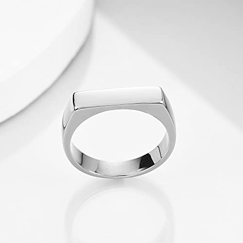 VQYSKO 14K Gold Plated Signet Ring | Statement Band Jewelry for Women - color: Rectangle Silver