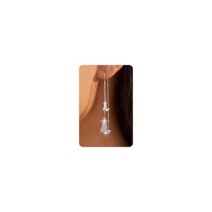 Silver Dangle Earrings Women Dangling Drop Bridesmaid Wedding Prom Jewelry - color: Silver butterfly