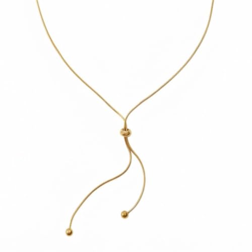 Lariat Long Gold Necklace for Women Adjustable Y-Shaped Drop Dangle | Bolo Chain with Tassel | Dress Sweater Chain | Prom Party Everyday Outfits Accessory Jewelry