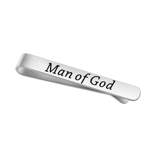 LQRI Man Of God Tie Clip Father's Day Baptism Religious Accessories Godfather Christian Gifts Pastor's Appreciation Gifts