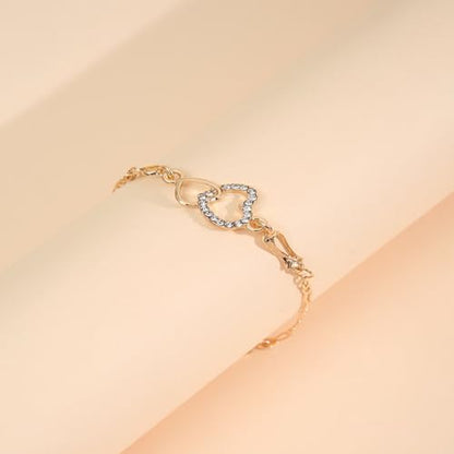 925 Sterling Silver Bracelets for Women Adjustable Love Heart Charm Chain Bracelets Fashion Jewelry Valentine's Day Gifts for Your Lover - color: 5-Purple