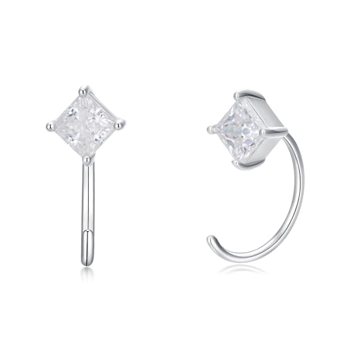 925 Sterling Silver Moissanite Huggie Half Hoop Earrings for Women - style: style 2