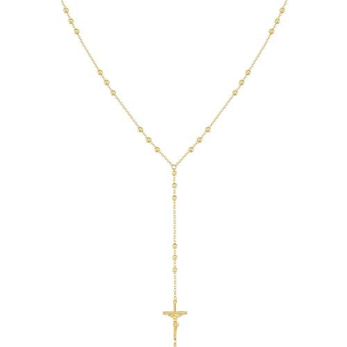 14K Gold Plated Layered Lariat Necklace for Women - Waterproof Non-Tarnish Dainty Gold Chain Necklace, Long Boho Statement Jewelry for Wedding, Prom, Summer Vacation Gifts - color: Cross Y Necklace-Gold